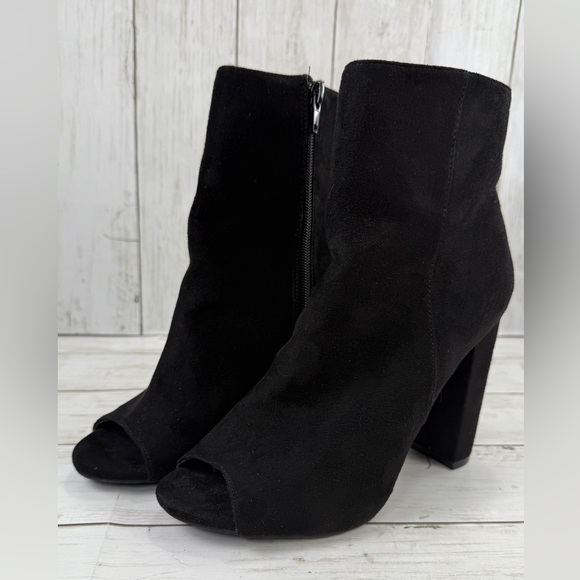 Wild Diva Morris Women's black Peep Toe Ankle Boots Chunky 7.5 Heels Bootie - Picture 11 of 15